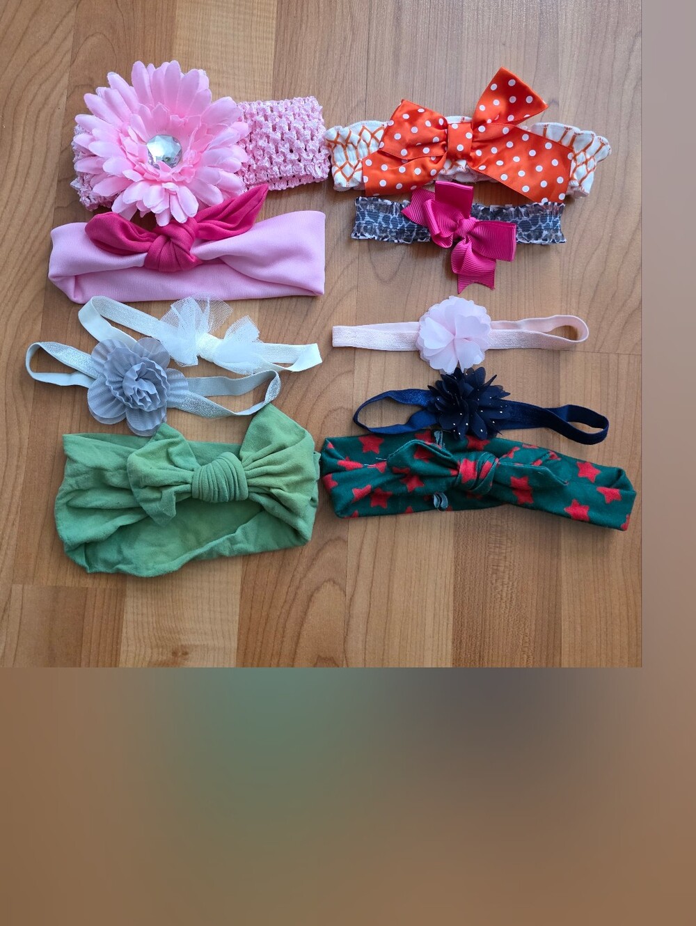 Assorted Newborn Toddler Girls Floral & Bow Headband Set Accessories Pink Green